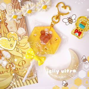 Honeycomb Lollipop Acrylic Charm - Yellow Rose