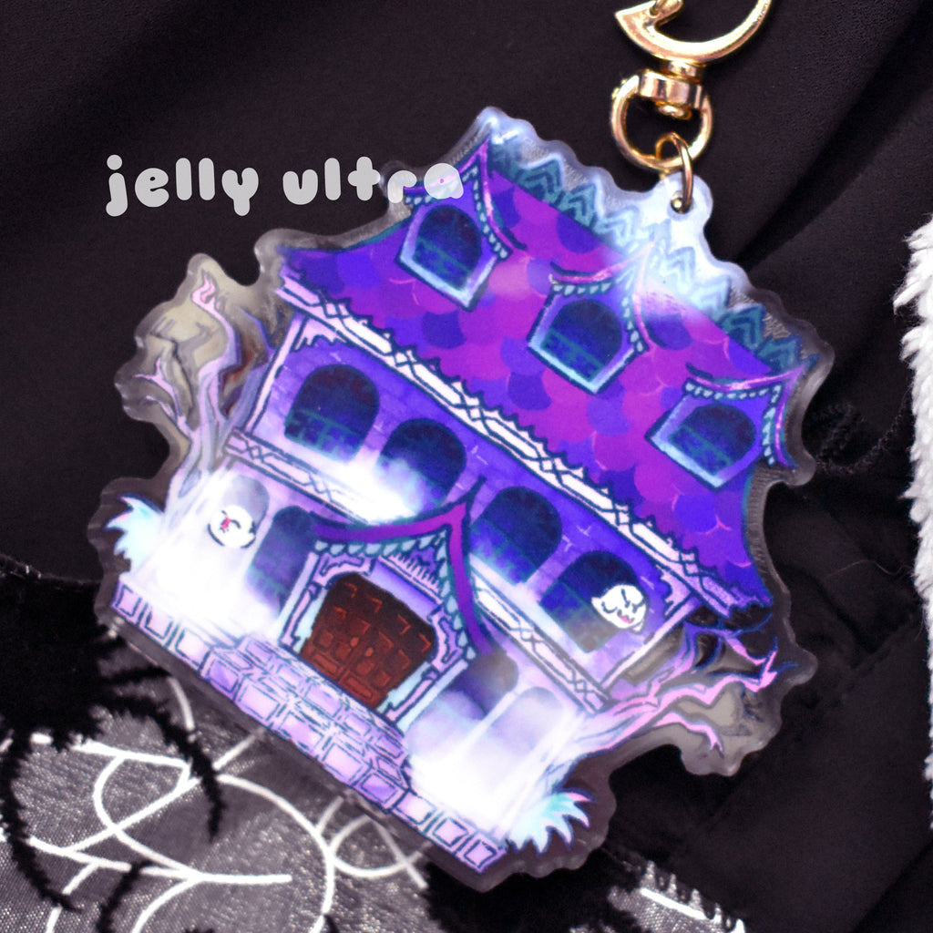 Resin Moon Shaker Charm Keychain Purple