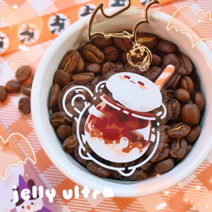 Spooky Iced Coffee Ghost Acrylic Charm - 2.5 inches