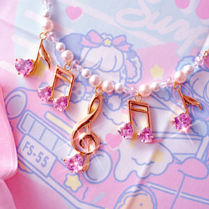 Lovely Melody Necklace - Gold x Pink