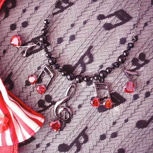 Lovely Melody Necklace - Black x Red