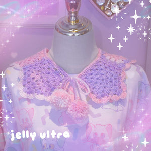 Lavender and Pink Granny Square Detachable Collar