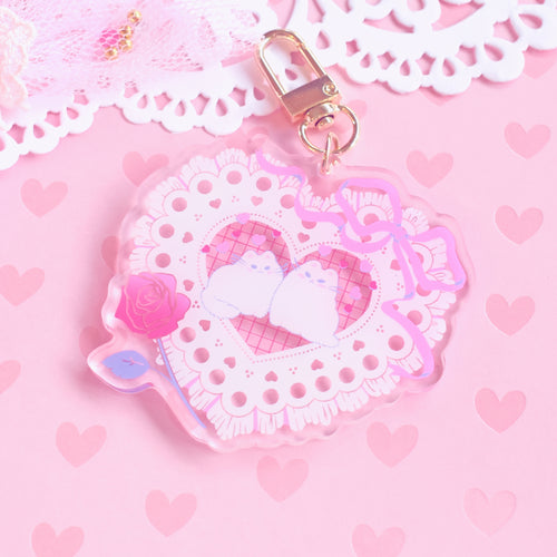 Purr-fect Pair! Valentines Day Acrylic Charm - 2.5 inches